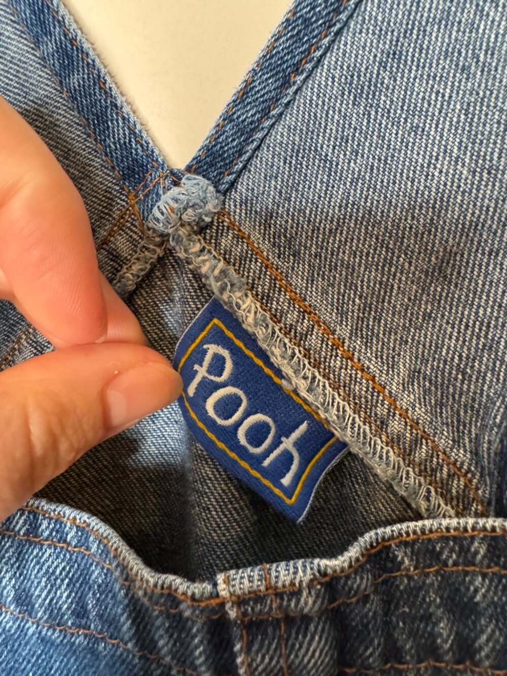 Disney Winnie the Pooh Dark Wash Denim Bib Overalls Vintage Womens M Embroidered - Picture 3 of 10